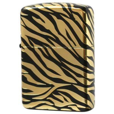 فندک زیپو کاستوم ادیشن مشکی طلایی کد 10688 Zippo Tiger Skin Design